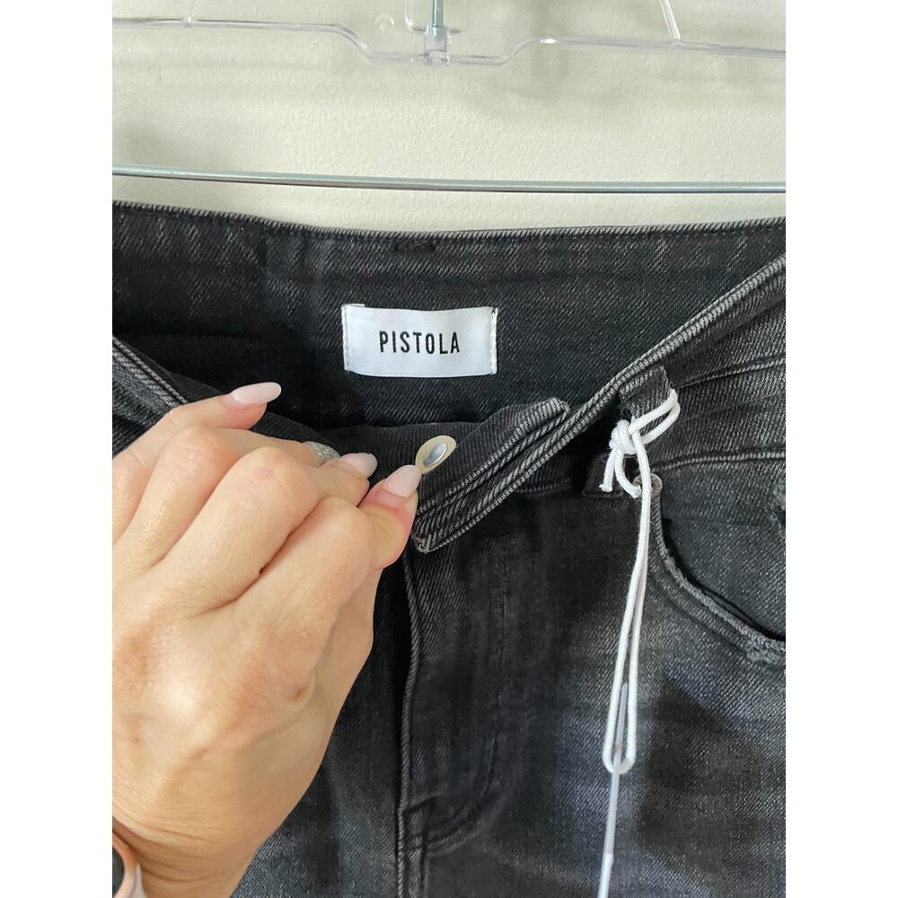 Pistola x Revolve Skinny High Rise Raw Hem Denim Jeans Black Gray Size 26 NEW - Picture 7 of 9